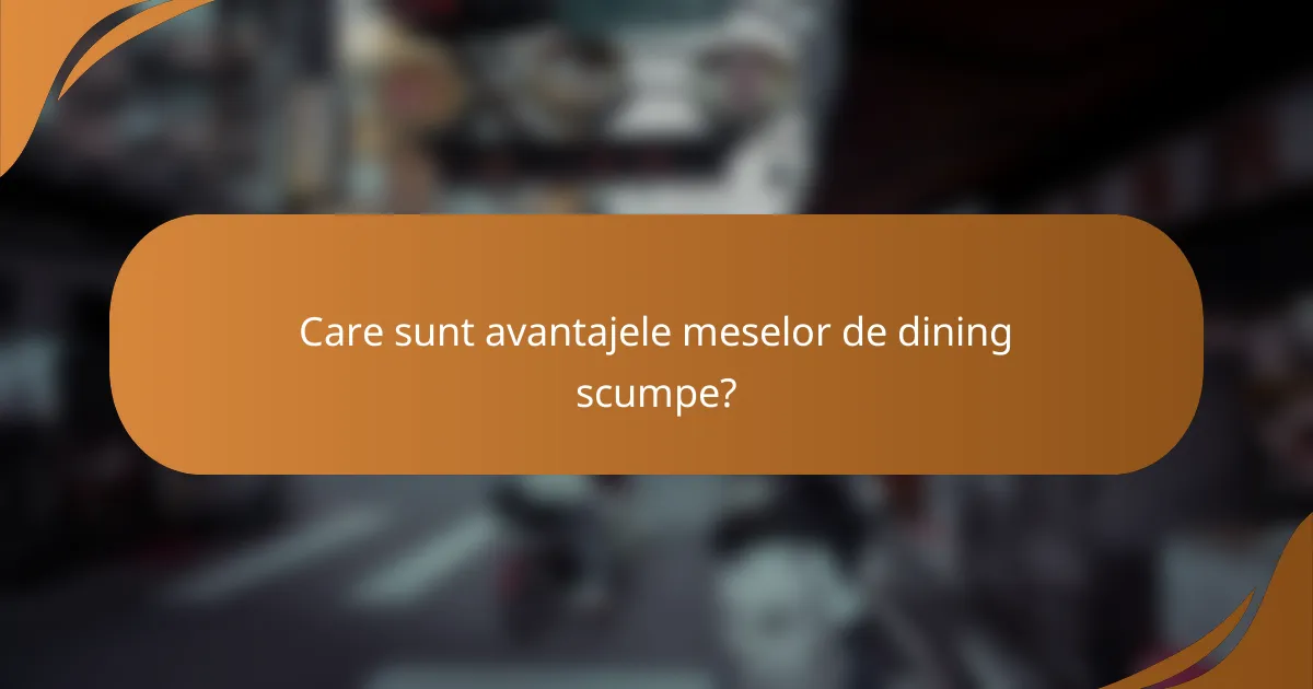 Care sunt avantajele meselor de dining scumpe?