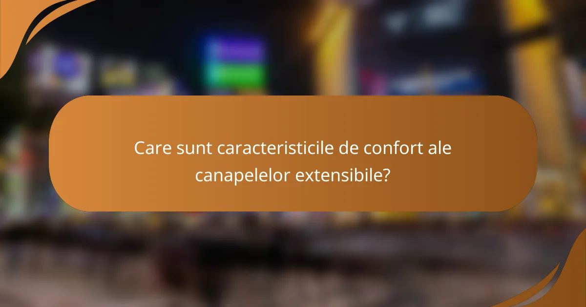 Care sunt caracteristicile de confort ale canapelelor extensibile?