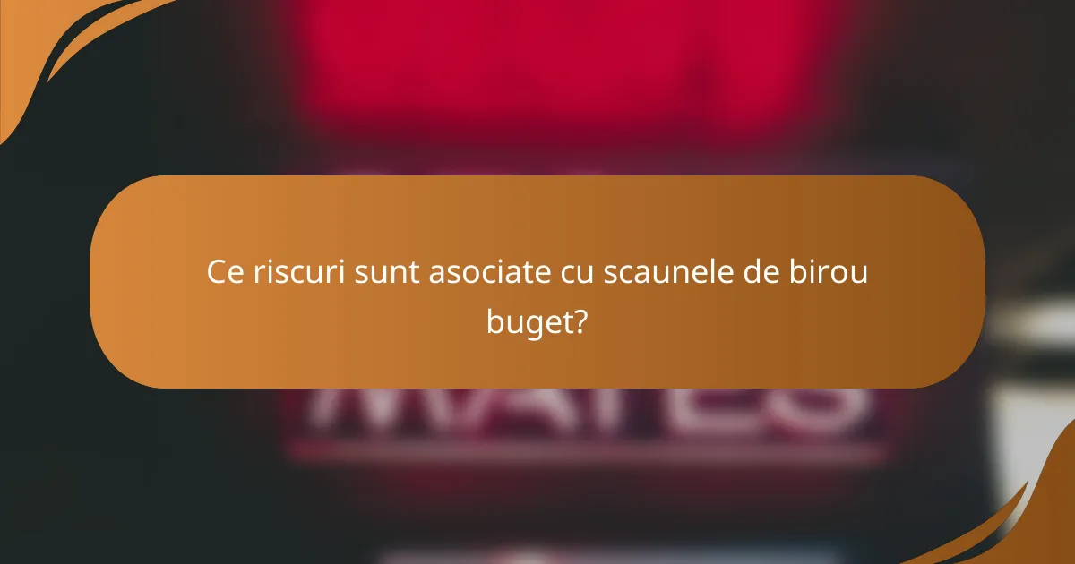 Ce riscuri sunt asociate cu scaunele de birou buget?