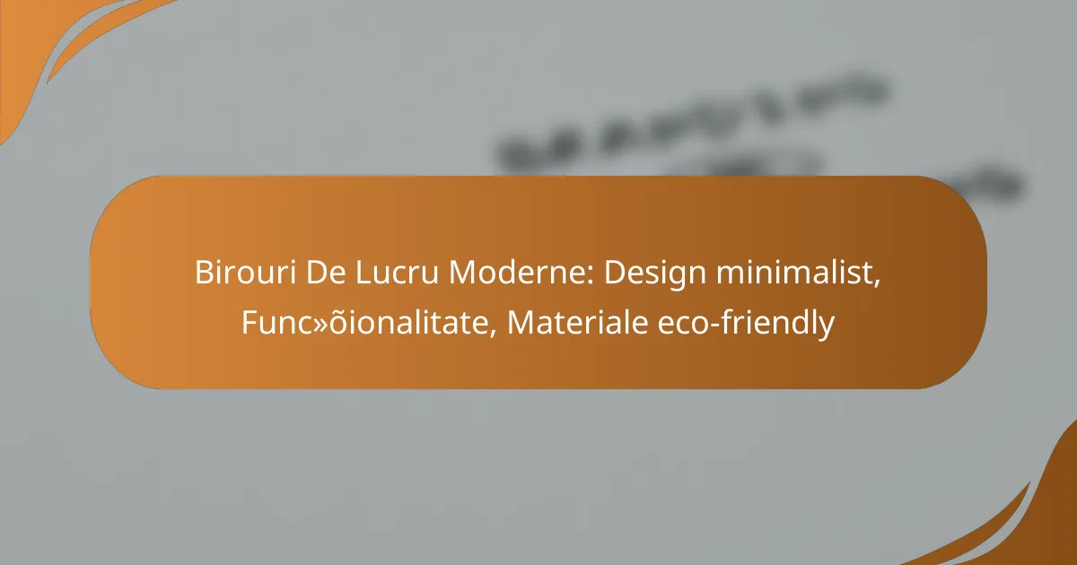 Birouri De Lucru Moderne: Design minimalist, Funcționalitate, Materiale eco-friendly