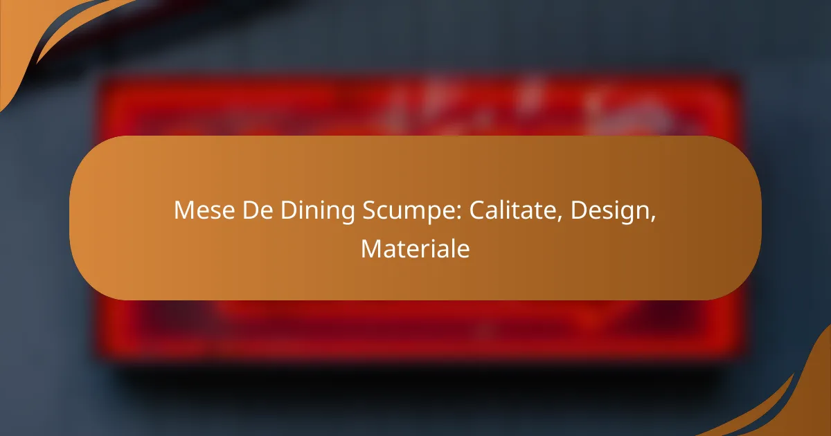Mese De Dining Scumpe: Calitate, Design, Materiale
